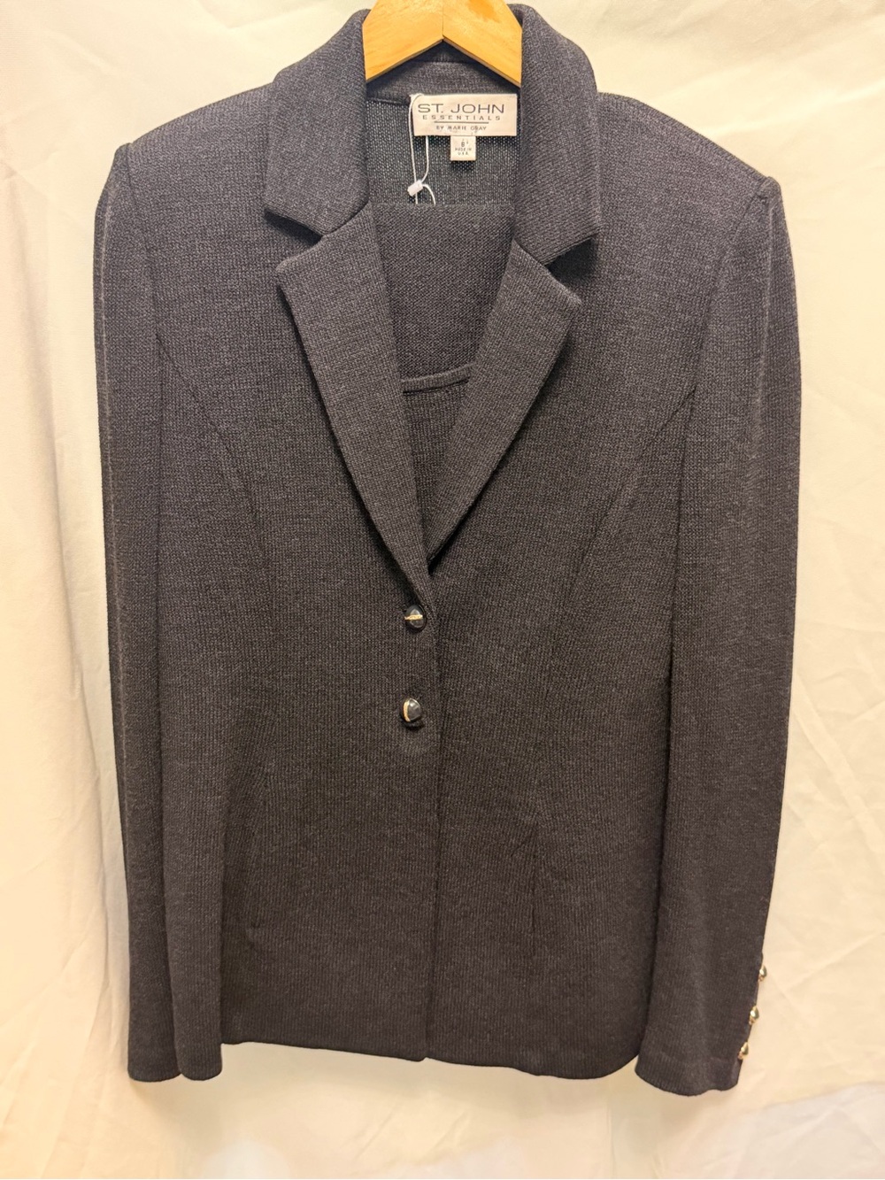 St. John Charcoal Gray Knit Blazer Jacket